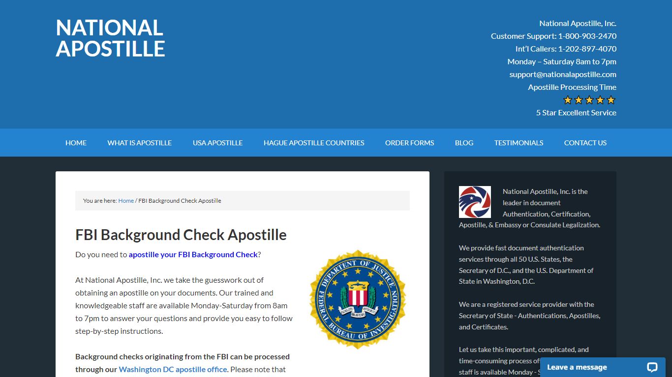 FBI Background Check Apostille - National Apostille
